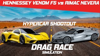 Hennessey Venom F5 vs Rimac Nevera  14 Mile Race  Roll Race  Visualizer [upl. by Ahseeyt]