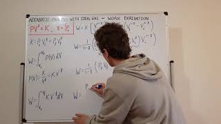 Adiabatic Process with Ideal Gas  Work Derivation Integration Area Under Curve Exponent Gamma [upl. by Iad]