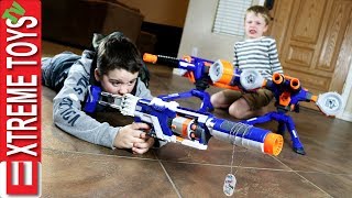 Family Nerf Wars Part 5 Ethan and Cole Sneak Attack Squad Vs Mom and Dad [upl. by Llenor]