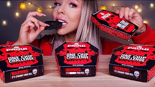 ASMR PAQUI ONE CHIP CHALLENGE WORLDS HOTTEST CAROLINA REAPER PEPPER EATING SOUNDS 먹방 MUKBANG [upl. by Donalt]