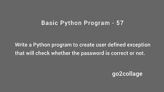 EP 57  Language Python  Basic Program I go2collage [upl. by Sadirah434]