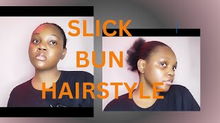 Slick bun on c4 hairstyle c4hair naturalhair slickbun [upl. by Herrod643]