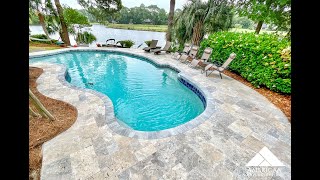 Beautiful Travertine Pool Deck Installation  Hilton Head Island SC [upl. by Yro]