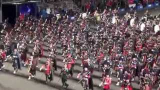 Royal Edinburgh Tattoo 2014  Scotland the Brave Bagpipe and Drum Procession  End Performance [upl. by Maible409]