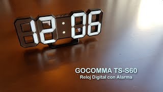 Gocomma TSS60 HW Reloj Digital Gigante con Alarma [upl. by Wanda505]