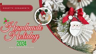 Create AMAZING Christmas Rosette Ornaments from Stamped Book Backgrounds amp Tim Holtz Dies [upl. by Kinna]