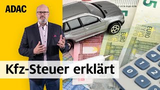 Wie viel KfzSteuer müsst ihr zahlen  ADAC  Recht Logisch [upl. by Anaele]