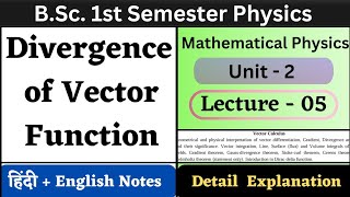 Divergence of a Vector Field  BSc 1st Semester Physics  Unit2  L05  Vector Calculus [upl. by Carol]