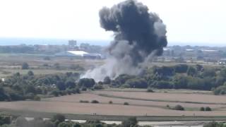 Fatal Crash  ACTUAL FOOTAGE  Hawker Hunter plane Crashes into A27 West Sussex and Explodes [upl. by Ardnot]