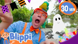 Blippis Spooktacular Halloween Adventure 🎃👻 Monster Trucks amp Animal Fun  Videos for Kids 🔵🟠 [upl. by Savanna]