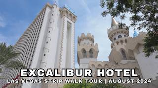 4K Excalibur Hotel Las Vegas Strip Walk Tour  August 2024 [upl. by Sakmar475]