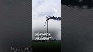 En LoireAtlantique une éolienne prend feu tout le parc mis à larrêt [upl. by Blood]