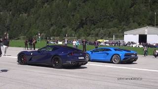 Lamborghini Aventador S vs Ferrari 812 Superfast DRAG RACE amp multiple Launch Controls [upl. by Enirahtak]