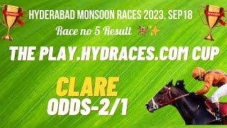 The PlayHydracesCom Cup 104 18 Sep 2023 Hydrabad Horse Race Winner CLARE [upl. by Lyrahc]