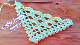 incroyable et super facile👌châle triangle au crochet magnifique facile pour débutantschâle crochet [upl. by Aliek880]