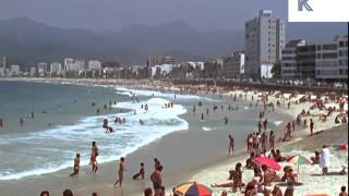 Late 1960s early 1970s Rio Brazil Ipanema Beach Sun Sand 35mm Colour Footage [upl. by Lacie647]