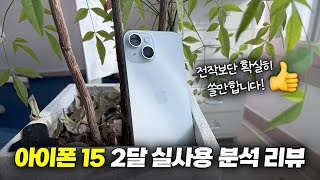 전작보다 확실히 쓸만해짐 아이폰 15 2달 실사용 분석 리뷰 [upl. by Eirolav136]