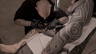 Behind the scene interview of a geometric full body tattoo by BLACK SYMMETRY [upl. by Yelnahs194]