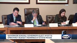 Gov Sununu Govelect Ayotte open first budget hearings at State House [upl. by Alleciram]