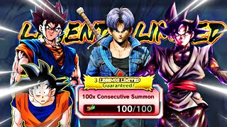 LEGEND FESTIVAL 100X TICKETS SUMMONS AS F2P Dragon Ball Legends [upl. by Syhr]