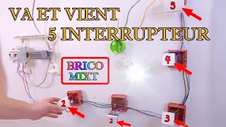 Comment brancher 5 interrupteur va et vient avec permutateur [upl. by Clements]