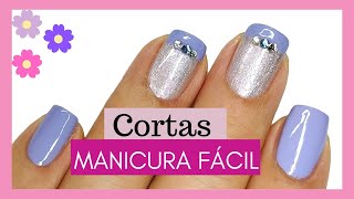 Manicura Paso a Paso en casa muy Fácil con diseños en uñas cortas para Principiantes [upl. by Freeman]