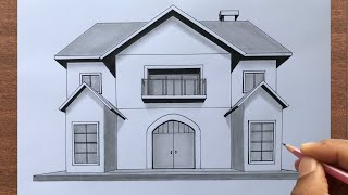 How to Draw a House in 1Point Perspective [upl. by Sert]