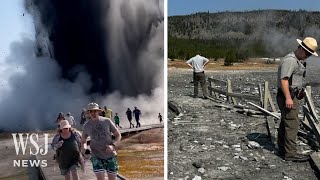 Watch Tourists Run From Hydrothermal Explosion in Yellowstone  WSJ News [upl. by Pleione359]