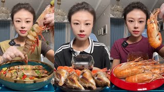 Mukbang 11Eat raw shrimp 🦐🍤 conch shrimp 🦐🍤 boil mukbang seafood chicken [upl. by Lorelle]