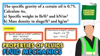 The specific gravity of a certain oil is 075 Calculate its a specific weight in lbcubic feet an [upl. by Llednek]