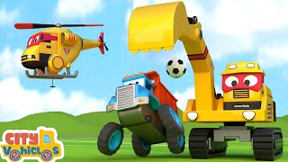 Road Repair by super roller truck  drill truck Wheel Loader and Dump Trucks for Kids [upl. by Sucirdor]