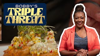 Tiffany Derrys Fried Green Tomatoes with Crab Ravigote  Bobbys Triple Threat  Food Network [upl. by Haggi]