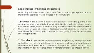 Excipients used in the filling of capsules [upl. by Akyeluz]