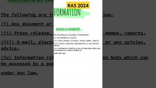 Right To Information Law  RAS2024  RAS MAINS  rasmains2024 ras [upl. by Nayt909]