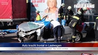 20032014 N Auto kracht frontal in Nürnberg gegen Laswagen Erste Bilder [upl. by Ogait]