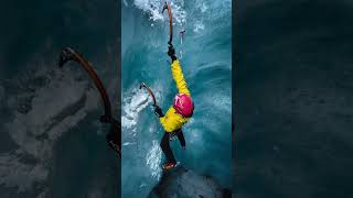 Climbing in ice wall destinationcanadatvshow travel destinationcanada mountains climbing [upl. by Calley421]