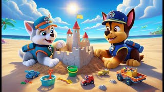 Paw Patrol Ultimate Rescue  Chase And New Friend Are Building A Sand Castle  Rainbow 3 [upl. by Xer]