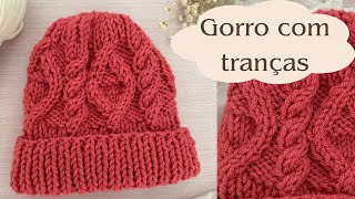 GORRO COM TRANÇA EM TRICO  TOUCA EM TRICO [upl. by Emlin]