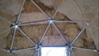 7 How to Build a Geodesic Strawbale Dome  The Interior [upl. by Hollister]