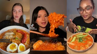 buldak ramen noodles tiktok compilation 4  eggs sausage creamy n spicy noodles [upl. by Petronia]