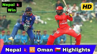 Nepal vs Oman T20 Tri Series 5th Match Highlights 2024  Nepal vs Oman Cricket Match Highlights 2024 [upl. by Lerret585]