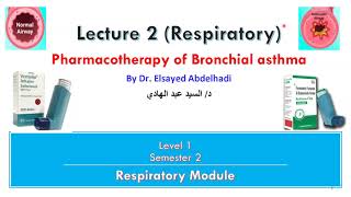 Respiratory Lecture 2  Pharmacotherapy of Bronchial Asthma Dr Elsayed Abdelhadi  2024 [upl. by Mapel]