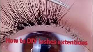 How to DIY eyelashes extensions by yourself using premade fans [upl. by Carrel]