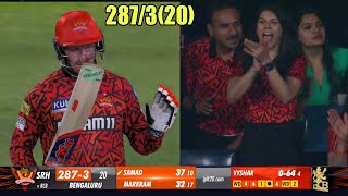 Kavya Maran dancing after Hyderabad made the best score in IPL history 2873 against RCB RCB vs SRH [upl. by Fiedling]