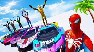 Speed and Stunts Zentorno and Spiderman GTA 5 mod Superheroes couple challenge Super Cars [upl. by Ahsait]