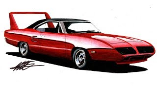 Realistic Car Drawing  Plymouth Superbird  Time Lapse [upl. by Nara]