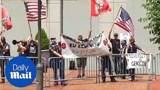 Protestors massively outnumber nineman KKK rally in Ohio [upl. by Amalee]