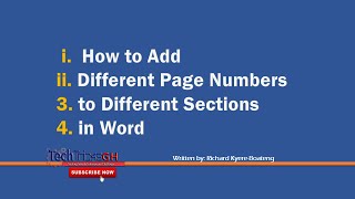 How to Add Different Page Numbers to Different Sections in Word  TechTricksGh [upl. by Ahsimrac103]