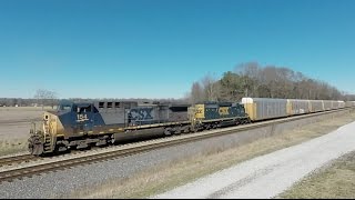 CSX Autorack Train with Dash Three Locomotive  CSX 154 4014 [upl. by Rozalin]