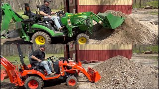 KUBOTA BX23S VS JOHN DEERE 1025R HEAD TO HEAD DAY 2 [upl. by Eelame]